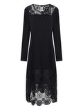 A-Line Cocktail Dresses Plus Size Dress Party Wear Wedding Guest Ankle Length Long Sleeve Jewel Neck Spandex with Lace