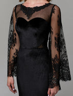 Elegant Dress Wedding Guest Floor Length Long Sleeve Lace