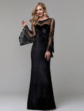 Elegant Dress Wedding Guest Floor Length Long Sleeve Lace
