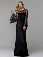 Elegant Dress Wedding Guest Floor Length Long Sleeve Lace