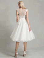 Open Back Little White Dresses Wedding Dresses  A-Line  Lace Appliques