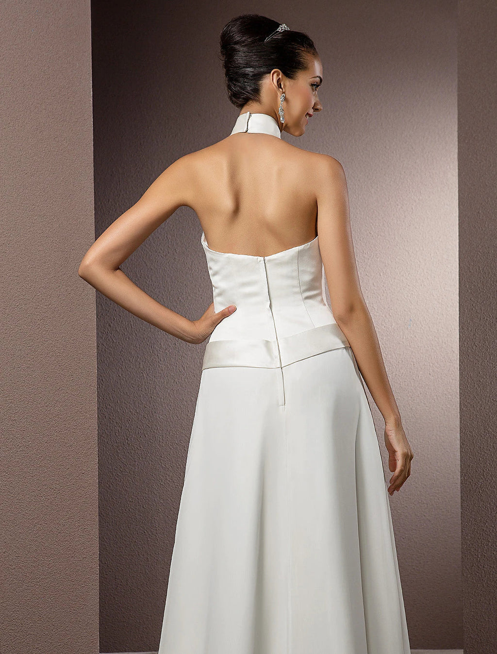 Open Back Wedding Dresses Floor Length Regular Straps Chiffon With Sash