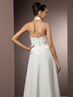 Open Back Wedding Dresses Floor Length Regular Straps Chiffon With Sash