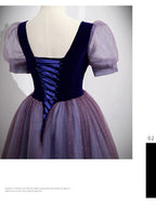 A-Line Prom Dresses Sparkle & Shine Dress Prom Floor Length Short Sleeve Scoop Neck Tulle with Sequin
