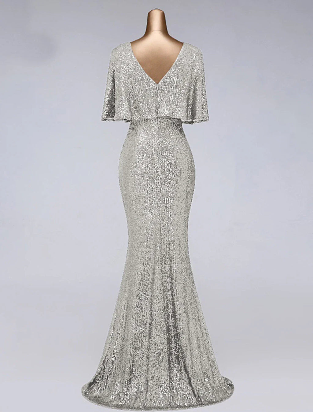 Mermaid / Trumpet Prom Dresses Sparkle Dress Wedding Guest Floor Length Half Sleeve Illusion Neck Sequined with Sequin Ruffles