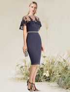 Cocktail Dresses Wedding Knee Length Short Sleeve Strapless Lace
