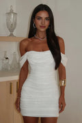 Sparkle Sheath Off the Shoulder Sleeveless Pleated Sequins Short-Mini Homecoming Dress