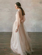 Two Piece Empire Minimalist Wedding Guest Formal Evening Birthday Dress Stand Collar Long Sleeve Floor Length Chiffon with Tier