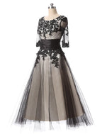 Evening Gown Dress Wedding Guest Ankle Length Half Sleeve Neck with Lace Appliques