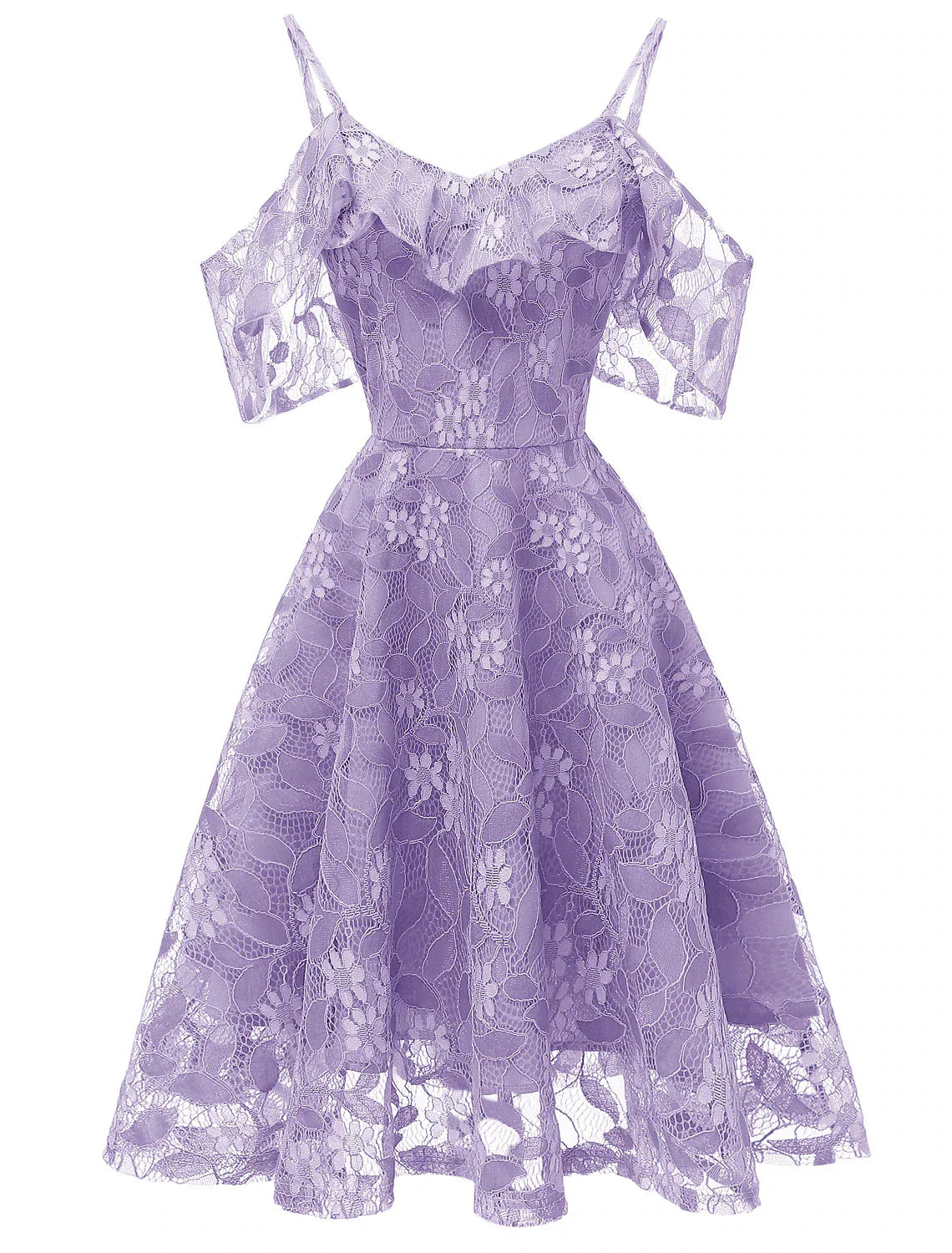 A-Line Cocktail Dresses Vintage Dress Graduation Party Wear Knee Length Short Sleeve Spaghetti Strap Lace with Lace Insert Pattern / Print