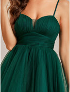 A-Line Homecoming Dresses Princess Dress Cocktail Party Short / Mini Sleeveless Spaghetti Strap Tulle with Ruched