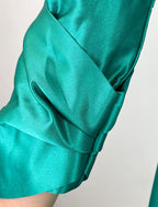 Sheath Christmas Red Green Dress Cocktail Dresses Emerald Green Elegant Dress Fall Wedding Guest Dress For Mother Formal Knee Length 3/4 Length Sleeve V Neck Satin with Sash / Ribbon Pure Color