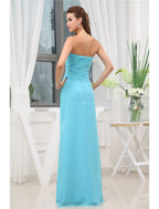 A-Line Evening Gown Elegant Floor Length Sleeveless Chiffon with Pleats Ruched