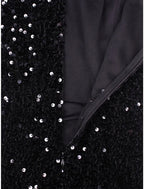 A-Line Evening Gown Sparkle & Shine Black Dress Plus Size Formal Fall Sweep / Brush Train Long Sleeve Jewel Neck Sequined with Glitter Pleats