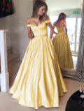 Ball Gown Elegant Prom Formal Evening Dress Off Shoulder Backless Short Sleeve Floor Length Satin with Pleats Beading