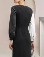 Sheath / Column Mother of the Bride Dress Formal Wedding Guest Party Elegant V Neck Floor Length Stretch Satin 3/4 Length Sleeve