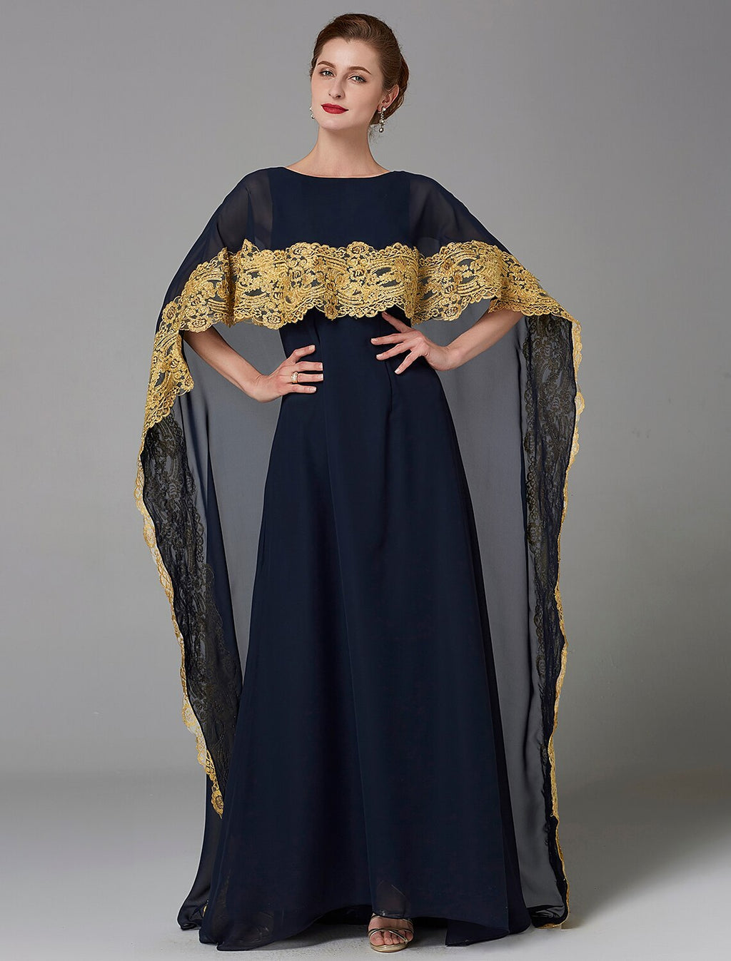 A-Line Mother of the Bride Dress Plus Size Elegant Bateau Neck Sweep / Brush Train Chiffon Sleeveless with Lace